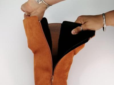 Botte grande taille femme mollet large à talon destockage ANDRES MACHADO AM4181 camel