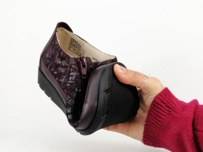 Chaussure compensée femme pieds sensibles cuir bordeaux destockage LUXAT embassy