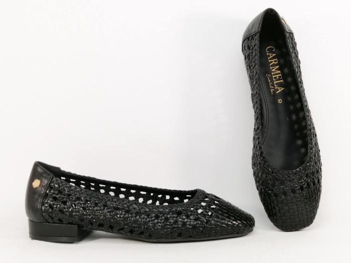 Ballerine femme cuir tressé noir souple chic et confortable destockage CARMELA 161470 tendance 