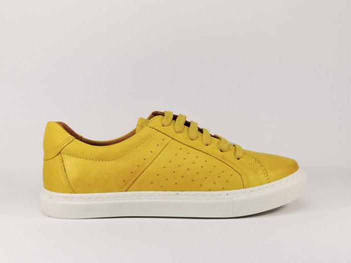 Basket basse en cuir jaune pour femme destockage CARMELA 67207