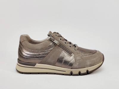 Baskets femme pieds larges confortable cuir taupe CAPRICE 23768 largeur H