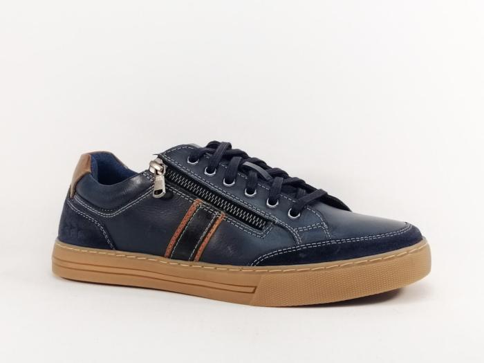 Basket homme cuir bleu marine confortable et souple destockage marque COTEMER troxy à pas cher