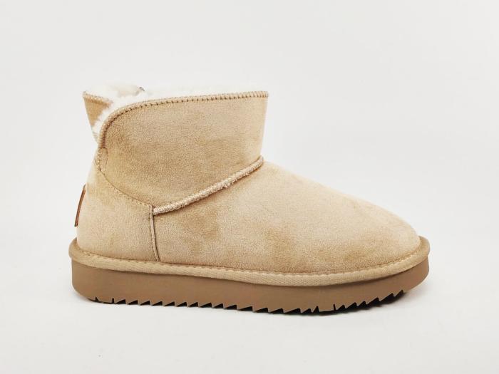 Boots fourrée femme daim beige destockage XTi 44436 confortable pas cher