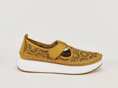 Chaussure femme cuir très souple jaune moutarde babies confortable PEDRO TORRES 103BON1