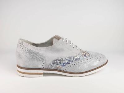 Derby original MORAN'S Vitesse en cuir blanc et argent pour femme