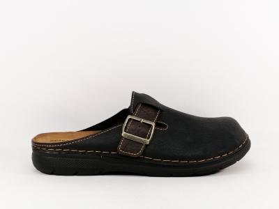 Sabot homme confortable noir semelle cuir amovible à pas cher ROADSIGN idaho