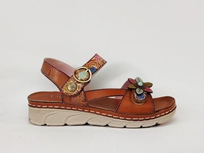 Sandale femme originale chic confortable LAURA VITA dorry 21 fleurs à velcro