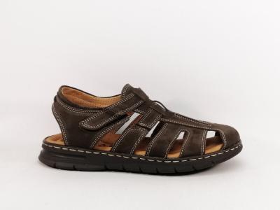 Sandale homme confortable cuir marron souple ORLAND 24023 fabrication Portugal