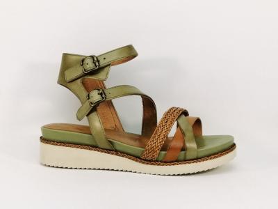 Sandale TAMARIS 28208 en cuir vert semelle compensée confort femme 