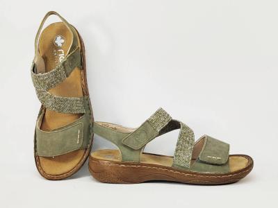 Sandales vertes femme RIEKER V2862 confortable tendance semelle anti stress et velcro
