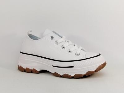 Basket blanche femme semelle paisse confortable destockage REFRESH 171920 tendance  pas cher