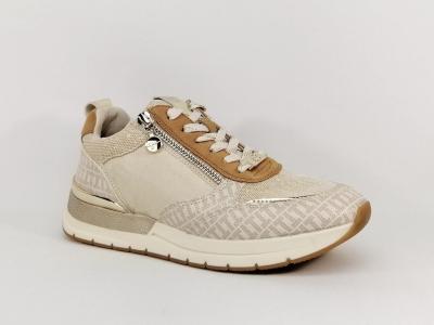 Basket tendance vegan beige TAMARIS 23732 destockage  pas cher femme