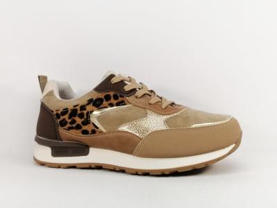 Basket grande taille femme chic camel leopard CINK ME DML-351 à pas cher