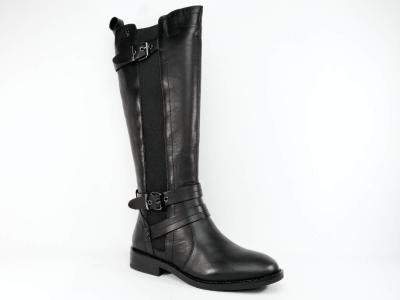 Botte femme en cuir noir de qualit CARMELA 67993 en destockage