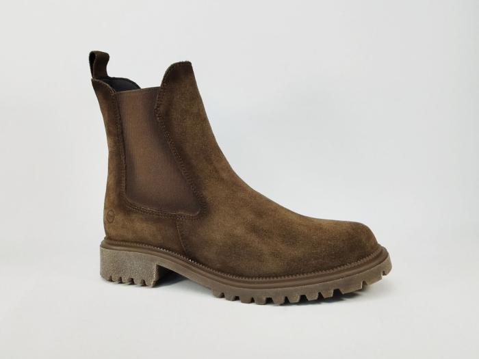Bottine chelsea femme TAMARIS 25427 cuir nubuck marron chic confortable et tendance
