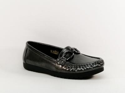 Mocassin femme confortable, semelle cuir à pas cher SWEET'R demoniak gun vernis gris