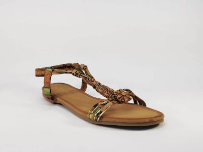 Sandale plate en toile camel pour femme tendance et pas cher STEPHAN WSL-41