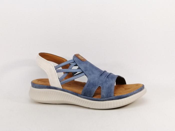 Sandale femme à élastiques confortable bleu jean semelle mémoire de forme ROMIKA 74R009200800