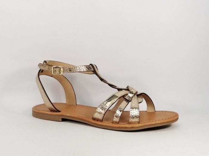 Sandale femme TROPEZIENNES à pas cher en destockage hamsuni chic en cuir or