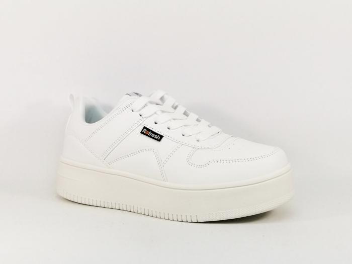 Sneakers femme chic blanche confortable à pas cher destockage REFRESH 170504