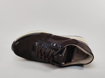 Basket femme pieds larges grand confort cuir marron chocolat CAPRICE 23300 largeur H