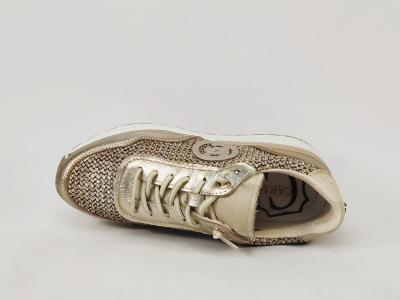Baskets femme compensées sans lacets cuir raphia or destockage CARMELA 162357 confort