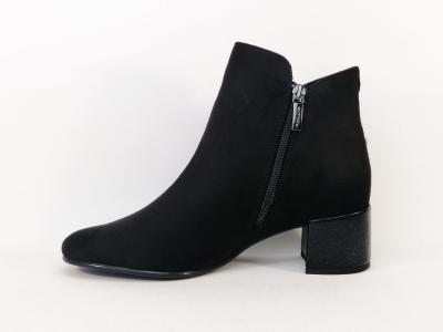 Bottines noires femme à talon chic et confortable TAMARIS 25354 suedine à pas cher