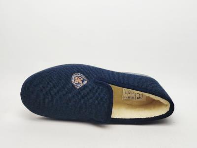 Chaussons chauds homme charentaise fourrée pure laine SOCA 0591 marine