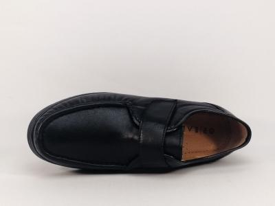 Chaussures grand confort tout cuir noir à velcro ORLAND 201 homme