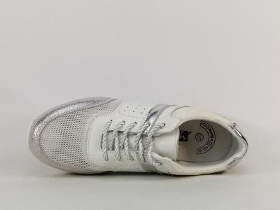 Chaussure MORAN'S femme basket souple confortable wichy en destockage cuir blanc argent à pas cher
