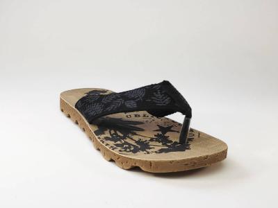Tong MORAN’S Mareto noir confort en toile mixte en destockage à pas cher