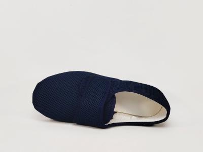 Chaussure homme pieds sensibles toile nid d'abeille marine souple pieds larges SOCA 0171 à scratch