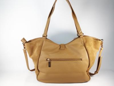 Grand sac bandoulière femme cabas cuir camel en destockage CARMELA 186214 pas cher