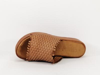 Mule plateforme cuir souple camel femme destockage CARMELA 67299
