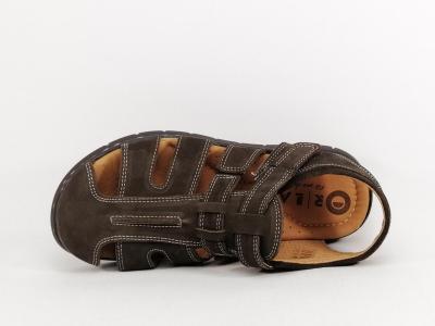Sandale homme confortable cuir marron souple ORLAND 24023 fabrication Portugal