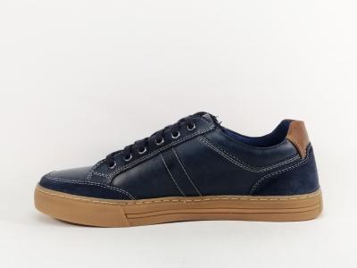 Basket homme cuir bleu marine confortable et souple destockage marque COTEMER troxy à pas cher