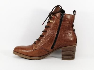 Bottine chic à lacets RIEKER Y2000 cuir camel à talon confortable femme