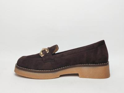 Mocassin femme daim marron grande pointure semelle cuir pas cher CINK ME DM55-3