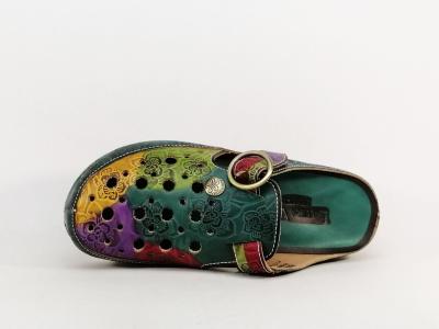 Sabot femme cuir confort et original coloré LAURA VITA dorry 08 fleurs