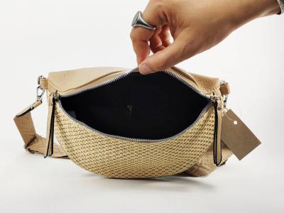 Sac banane femme pas cher chic taupe beige raphia tendance MARO S12-30
