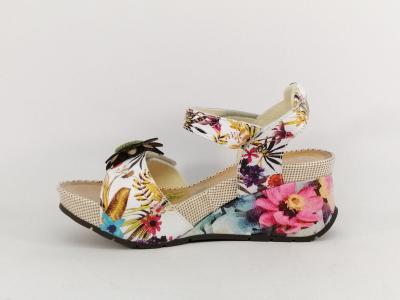 Sandale femme compensée originale chic confortable cuir fleurs LAURA VITA barry 36