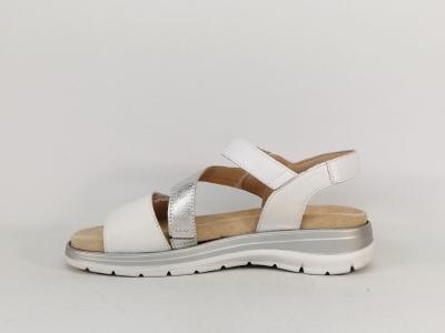 Sandale femme semelle amovible grand confort chic cuir blanc argent CAPRICE 28716 pieds larges