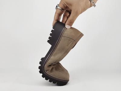Mocassin élégant femme cuir nubuck taupe confortable chic destockage TAMARIS 24722 à pas cher