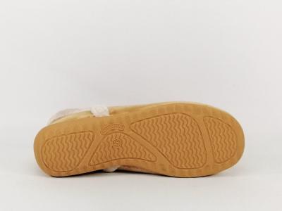 Chausson montant fourré femme velours camel SOCA 0355 fabrication Espagne