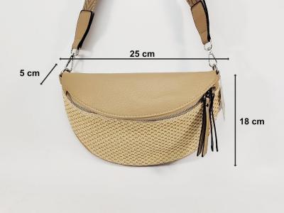 Sac banane femme pas cher chic taupe beige raphia tendance MARO S12-30