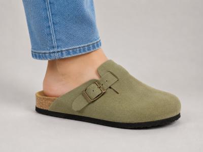 Sabot femme cuir confort vert semelle à mémoire de forme PLAKTON blogg tendance