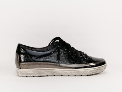 Tennis confort en cuir noir CAPRICE 23654 largeur G pour femme