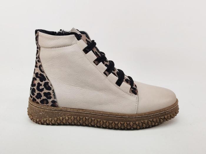 Basket montante femme cuir souple beige leopard confortable tendance PEDRO TORRES 877BON1