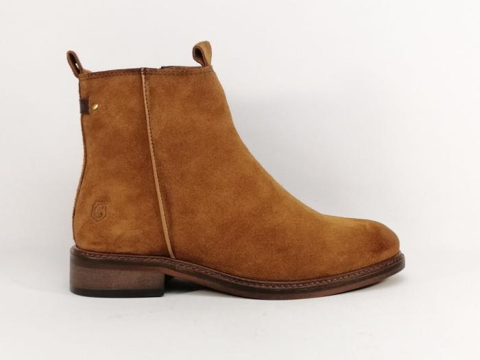 Bottines plates femme cuir nubuck camel confortable et souple destockage CARMELA 160930 CAMEL
