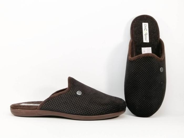 Chausson mule homme confortable velours marron CHIC & RELAX bellon Fabrication Espagne